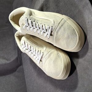 Vans Old Skool Mono Tan Suede Leather Lace Up Sneakers VG US 15